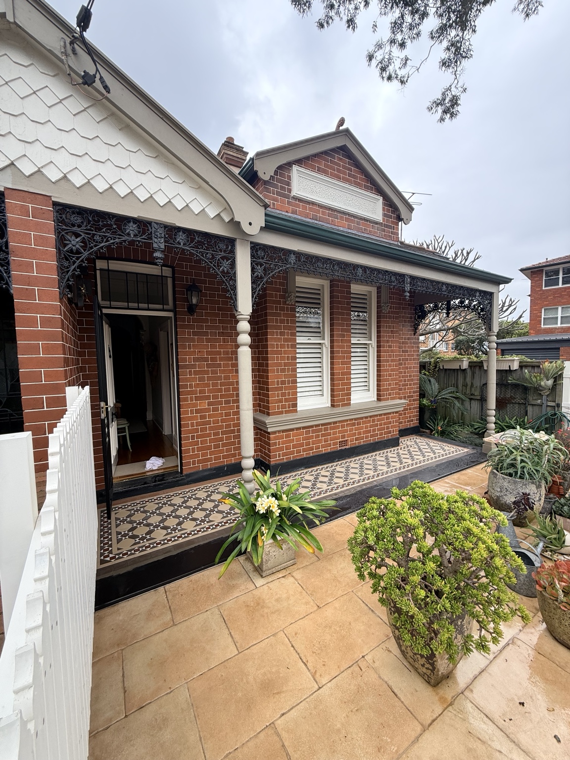 Full view of the Nottingham and Windsor tiled verandah in Drummoyne