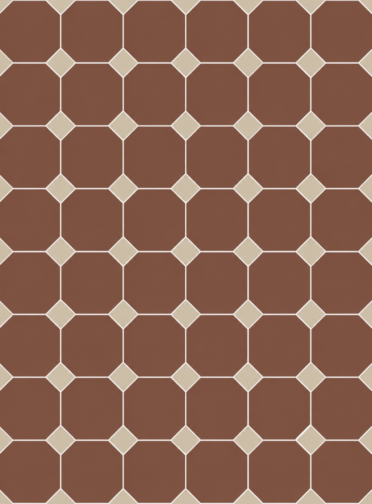 Octagon and Dot colour concept with Red octagons and Oatmeal square dots